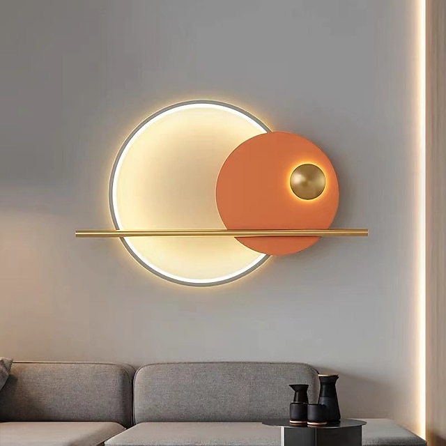  led vegglamper sirkel design dimbar 65cm kreativ midtgang soverom stue bakgrunn veggdekorasjon vegglampe belysning 110-240v