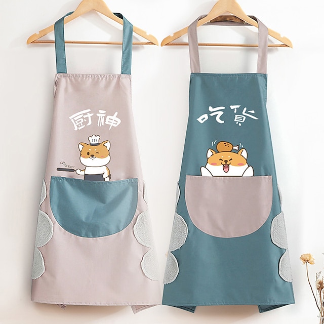  New Apron Household Kitchen Waterproof And Oil-Proof Women'S Thin Summer Work Clothes Cooking Apron