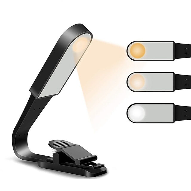  læseklip lys på bog sort batteri opladelig fleksibel led øjenbeskyttelse læsenatlamper mini bærbar elevlampe