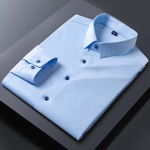  herreskjorte ensfarvet ensfarvet firkantet hals bryllup går ud langærmede slanke toppe letvægts farveblok elegant afslappet hvid sort grå / arbejde / klub sommerskjorter