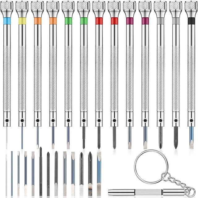  13pcs Micro Precision Watch Screwdriver Jeweler Watch Screwdriver Set 0.6-2.0mm With 13 Extra Replace Blades For Watch Repair Jewelry Eyeglasses Electronics