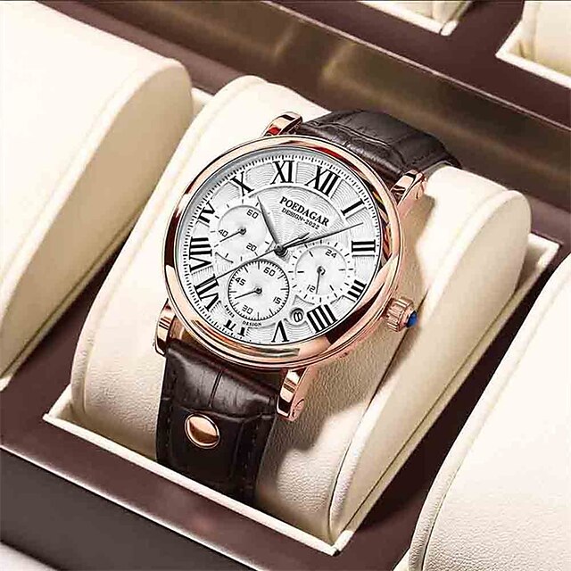  Poedagar markowe zegarki męskie chronograf z kalendarzem wielofunkcyjne modele pasków kwarcowy męskie wodoodporne męskie zegarki na co dzień
