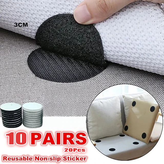 20PCS 30mmAnti Curling Carpet Tape Rug Gripper Velcro Secure the Carpet Sofa and Sheets in Place and Keep Corners Fla 15