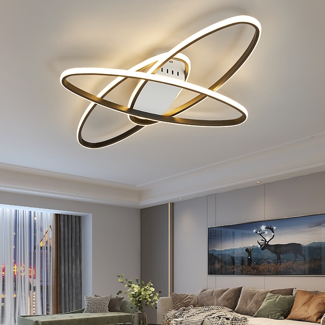  led loftslampe 74 cm geometriske cirkelformer 6-lys indbygningslys akryl metal moderne moderne malede finish stue lys dæmpbar med fjernbetjening
