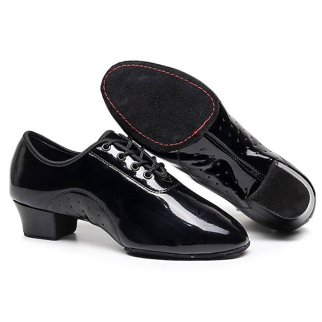  sunlisa miesten latinalaiset kengät modernit kengät tanssikengät tanssikengät juhlatanssit nauhoitettu haljaspohja nahkapohja paksu kantapää suljettu varvasnauhanauha aikuisten musta