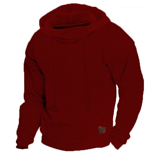 Men's Hoodie Black White Army Green Red Navy Blue Hooded Plain Sports