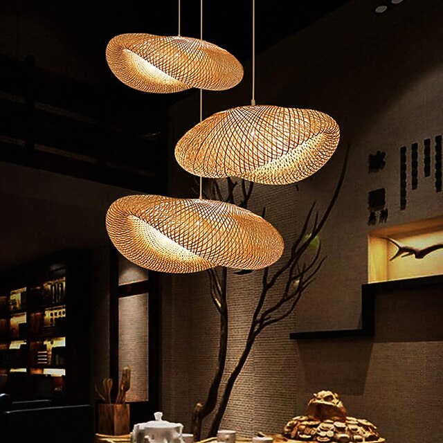 Bamboo Weaving Ceiling Chandelier Retro Idyllic Style E26/E27 Chandelier