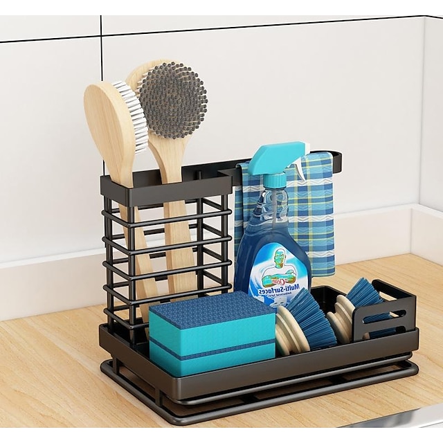  Kitchen Supplies Dishcloth Hanging Rag Sponge Brush Towel Drain Storage Shelf