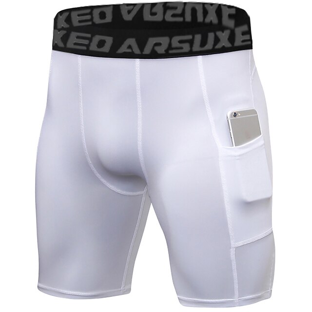 Arsuxeo Men's Running Tight Shorts Compression Shorts with Phone Pocket