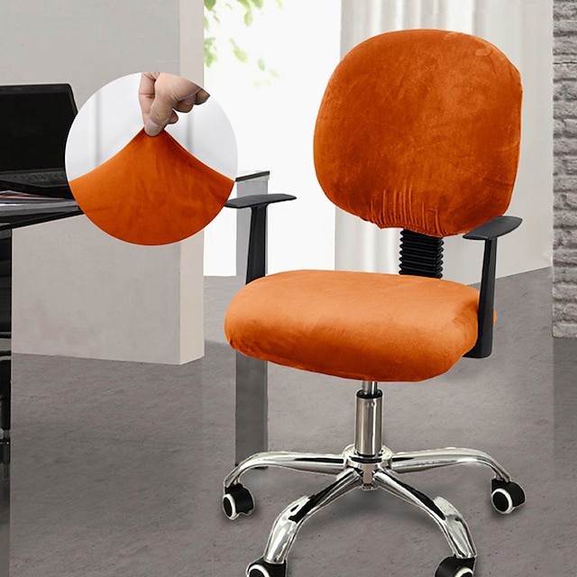  Velvet Computer Office Chair Cover Stretch Rotating Gaming Seat Slipcover Elastic with Back Cover Soft Durable Washable