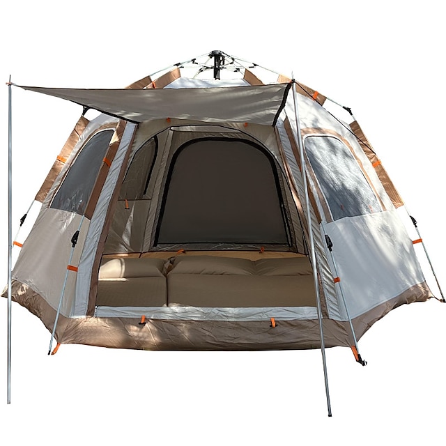  5 person Camping Tent Family Tent Pop up tent Outdoor Waterproof UV Sun Protection Windproof Automatic Camping Tent 1000-1500 mm for Fishing Climbing Beach Oxford Cloth 320*275*150 cm
