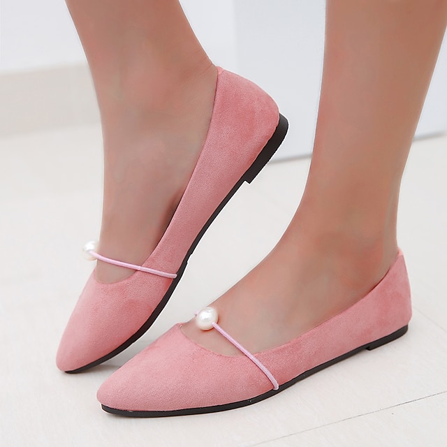  Women's Flats Pink Shoes Comfort Shoes Daily Flat Heel Pointed Toe Minimalism Suede Loafer Black Pink Green