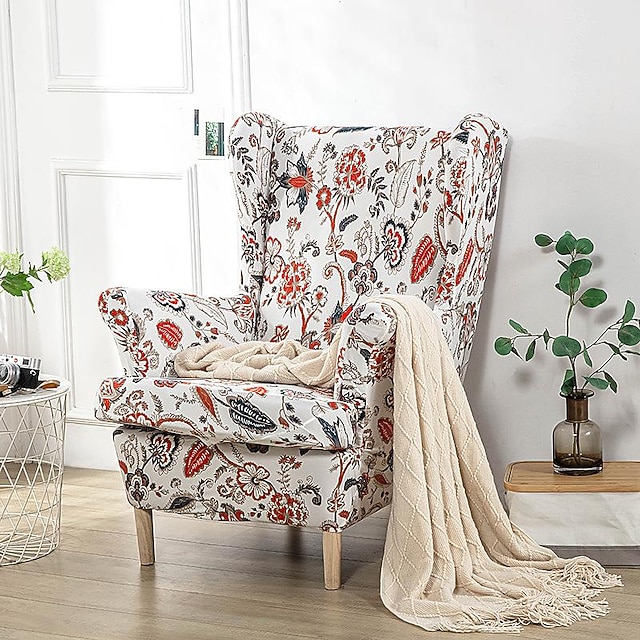 Stretch Wingback Chair Cover Wing Chair Slipcovers With Seat Cushion