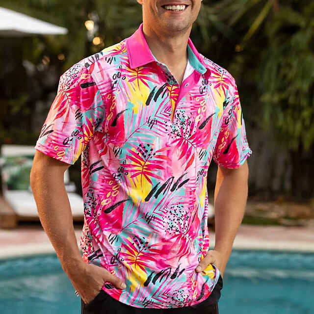  Derby de Kentucky Hombre Floral Camisas polo hawaianas Camiseta de golf Manga Corta Camisas de polo Camisas con cuello Casual Ropa de playa Ropa de vacaciones Ropa tropical Trajes de fiesta Botones