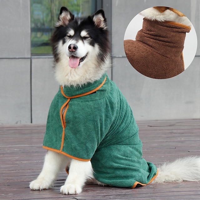 husdjurshandduk absorberande snabbtorkande stor hund badrock grön pet it wrap midja badrock
