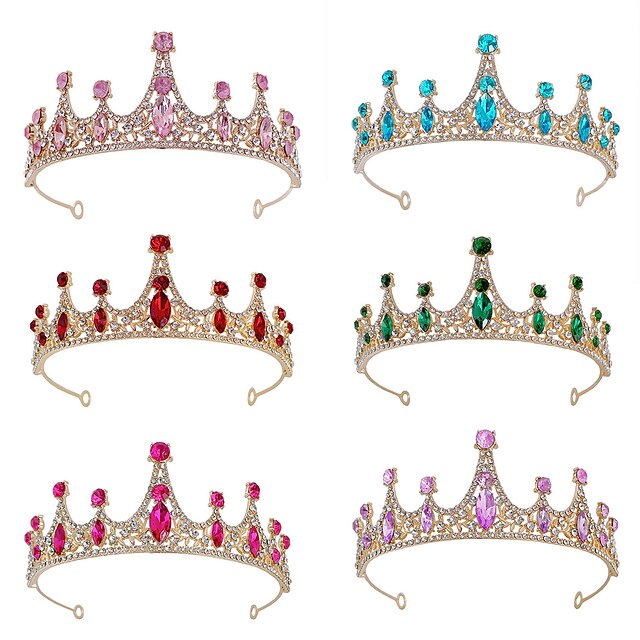 Children's Crown Headwear Flower Children's Crystal Handmade Hair Ornament Girl Crown Princess Birthday Band Stage Performance Photography