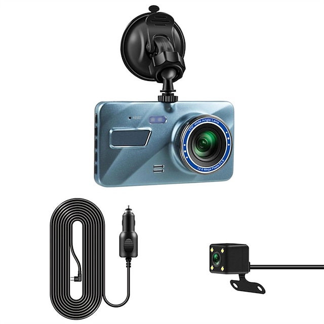  1080P Nowy design / Full HD / z tylną kamerą Rejestrator samochodowy 120 stopni Szeroki kąt 4 in LCD Dash Cam z Nocna wizja / Wykrywanie ruchu / Nagrywanie w pętli Rejestrator samochodowy