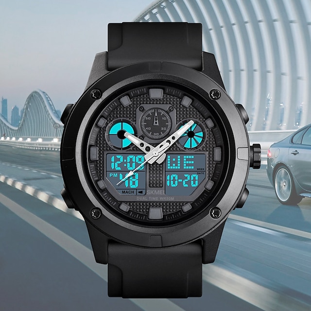  SKMEI Unisex Digital Watch Sports Tactical Casual Wristwatch Stopwatch Alarm Clock Dual Display Dive Rubber Strap Watch