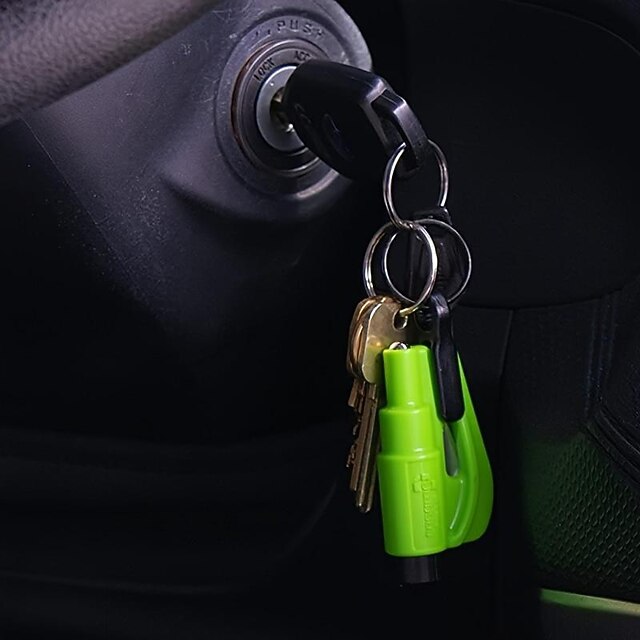 2 In 1 Safety Belt Cutter Emergency Key Chain Car Escape Tool Metal