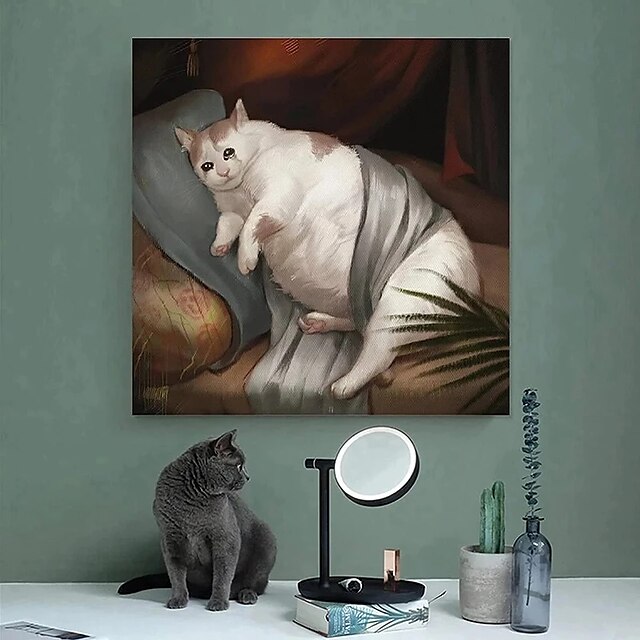  Modern Paintings Crying Fat Cute Cats Vintage Art Canvas Posters and Prints Wall Art Pictures for Cuadros Living Room Decoration