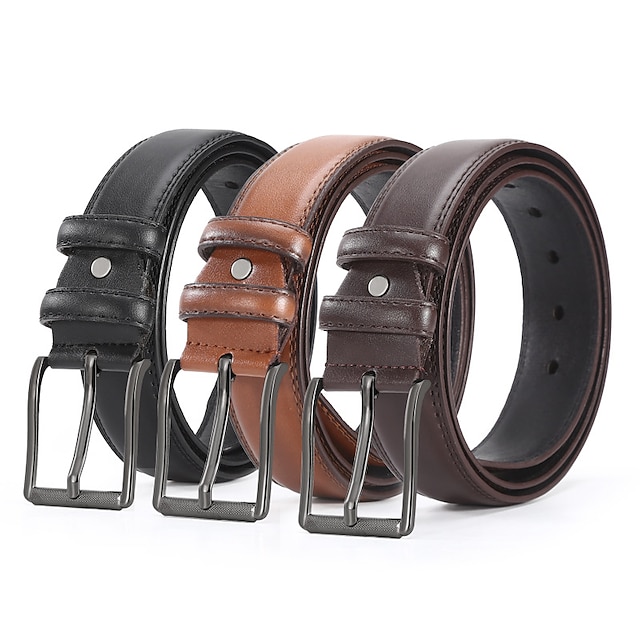  Men's Faux Leather Belt Classic Jean Belt Black Camel Faux Leather Stylish Classic Casual Plain Daily Vacation Going out