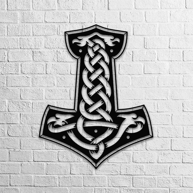 1pc Thor's Hammer Metal Wall Art Outdoor Decor Rust Proof Wall