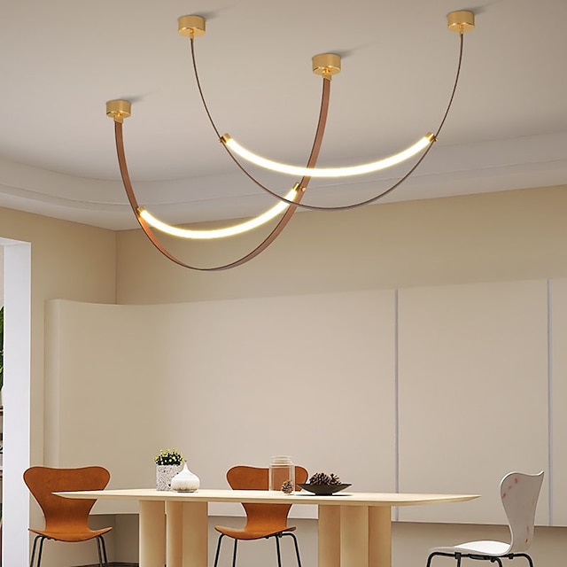  led pendentif lumière liner design 60cm salon lustres en cuir table à manger plafond lustre cuisine suspension luminaire intérieur éclairage lampe, pour îlot de cuisine