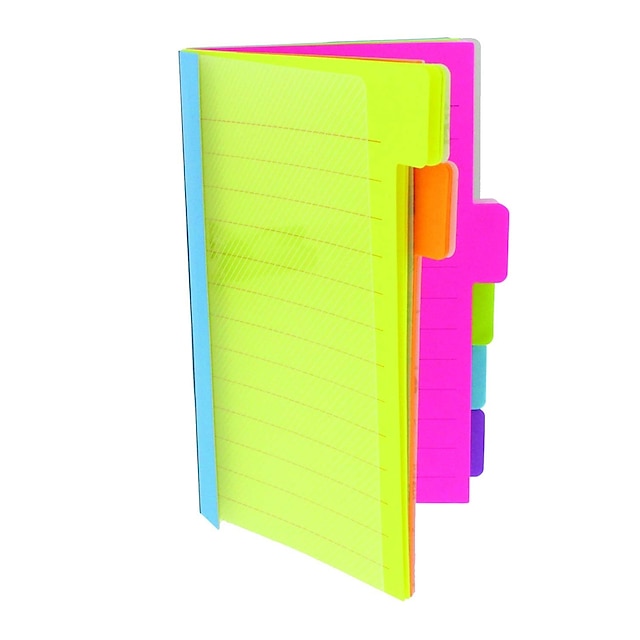  Haftnotizen mit Trennwand, selbstklebender, linierter Notizblock, 60 linierte Notizen, verschiedene Neonfarben, Geschenk zum Schulanfang