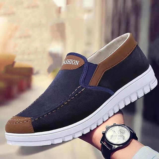  Men's Loafers & Slip-Ons Comfort Loafers Casual Daily Canvas Breathable Loafer Coffee color Black Blue Color Block Slogan Spring Fall