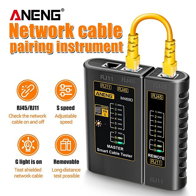  M469D Cable Lan Tester Network Cable Tester RJ45 RJ11 RJ12 CAT5 UTP LAN Cable Tester Networking Tool Network Repair