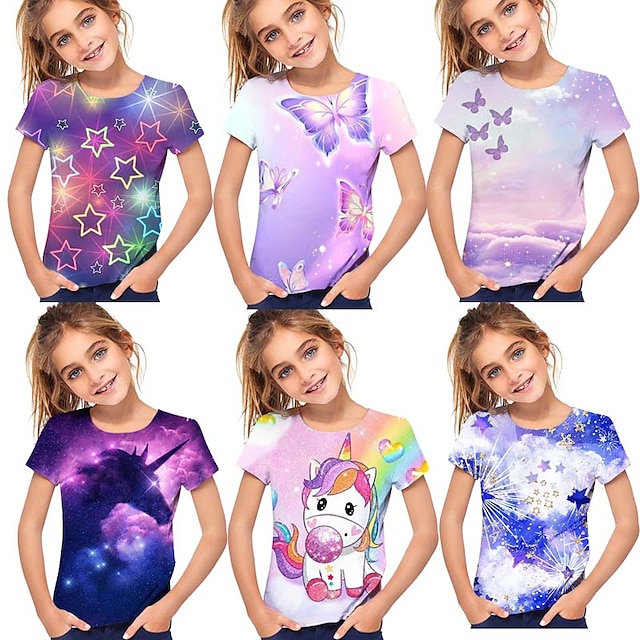  schattige mode dieren korte mouw kinderen 3d bedrukt t-shirt heren en meisjes ronde hals korte mouw