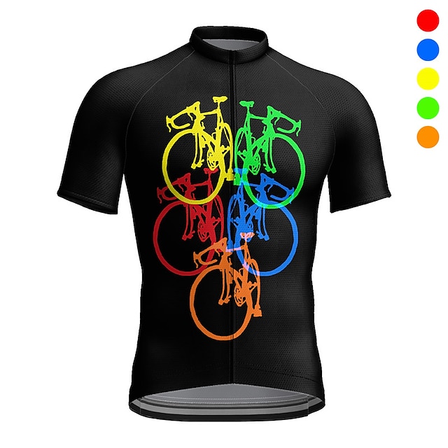  21Grams Men's Cycling Jersey Short Sleeve Bike Top with 3 Rear Pockets Mountain Bike MTB Road Bike Cycling Breathable Moisture Wicking Quick Dry Reflective Strips Yellow Pink Red Graphic Polyester
