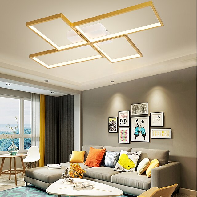  LED Ceiling Light 80 cm Geometric Shapes 4-Light Flush Mount Lights Acrylic Metal Modern Contemporary Painted Finishes Living Room Light Dimmable With Remote Control