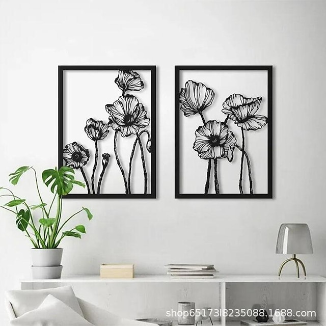  1pc Flowers Vases Metal Wall Art Outdoor Decor Rust Proof Wall Sculpture Ideal For Garden, Home, Farmhouse, Patio And Bedroom