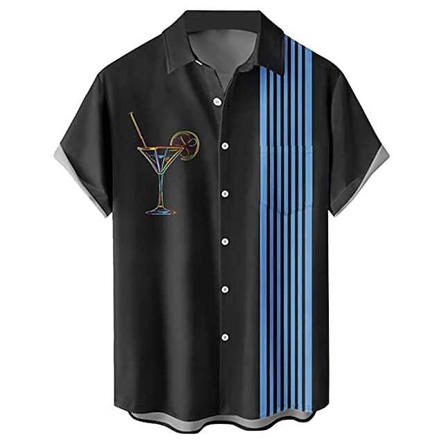  Homme Chemise Chemise boutonnée Chemises de quilles Chemise de bowling vintage Peinture Col rabattu Noir Rouge Bleu Grande Taille Extérieur Casual Manche Courte Vêtement Tenue Style moderne Rétro