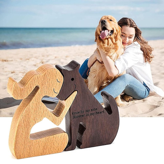  Chien de compagnie cadeau commémoratif sculpture en bois chien décoration créative sculpture sur bois ornement artisanat nordique ornement