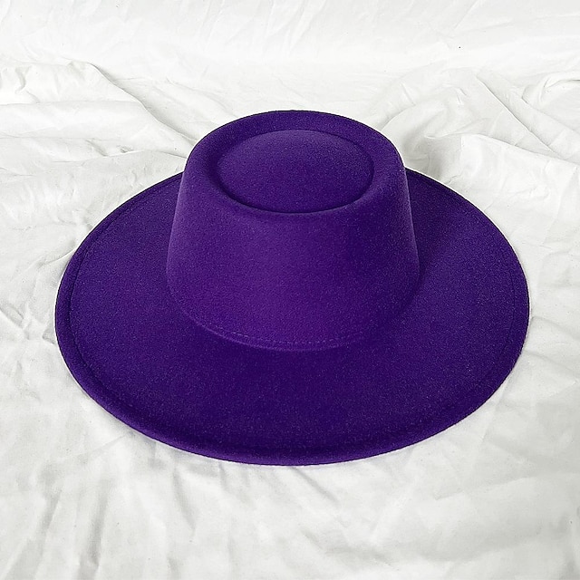  Hüte Wolle Acryl Fedora Kentucky Derby Hut formelle Hochzeit Cocktail Royal Astcot einfach mit reiner Farbe Kopfbedeckung Kopfbedeckung