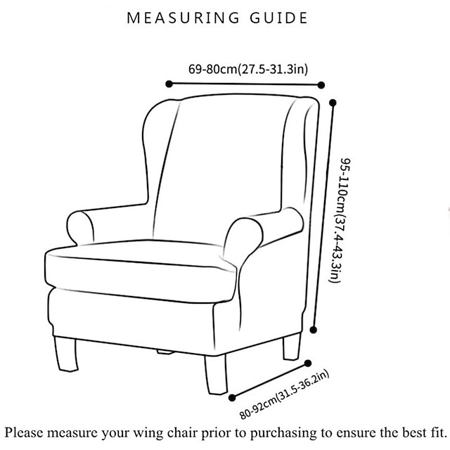 Stretch Wingback Chair Cover Wing Chair Slipcovers With Seat Cushion