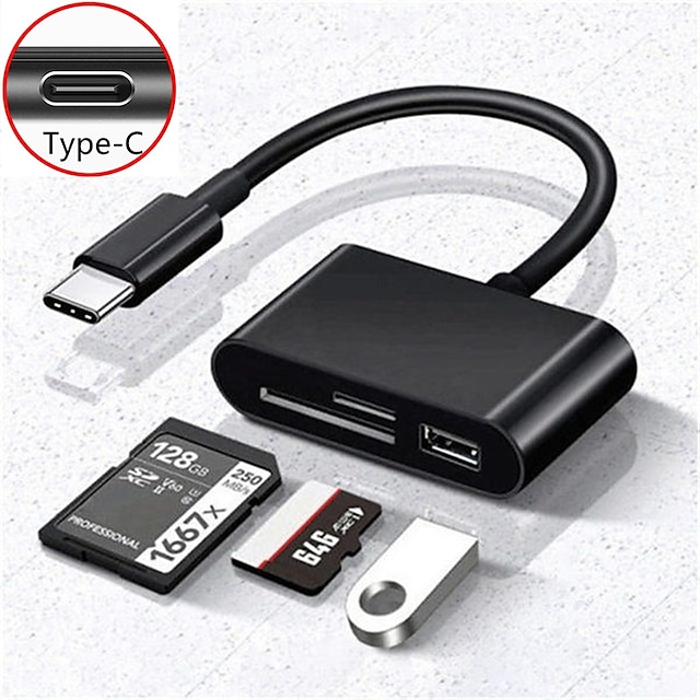  USB C SD Card Reader Adapter Type C Micro SD TF Card Reader Multi-function 3-in-1 OTG Adapter for laptops MacBooks mobile cameras