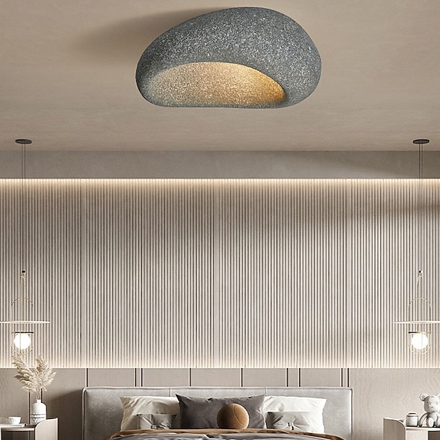  oval kreativ taklampsskärm, modern taklampa i wabi-sabi stil, elegant nordisk takljuskrona för vardagsrum, minimalistisk taklampa