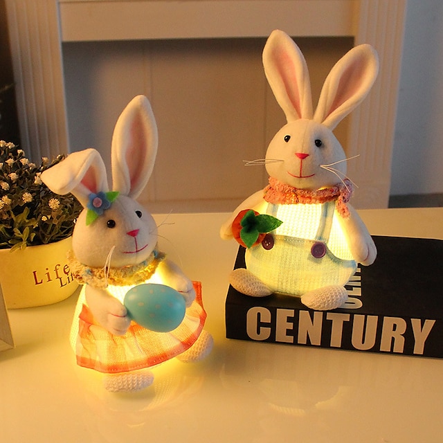  påske kanin leketøy stående tegneserie søt avis egg reddik lysende kanin bordplate dekorasjoner påske dekorasjoner