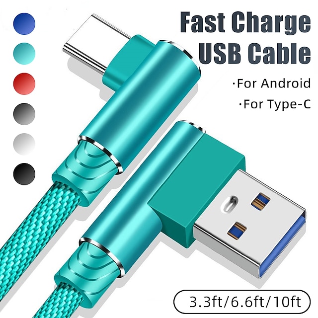  Cable USB C 3,3 pies 6.6 pies 10 pies USB C a USB C 5 A Cable de Carga Carga rápida nailon trenzado Duradero 2 en 1 Para Samsung Accesorio para Teléfono Móvil