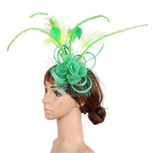 fascinators Linfrø Kentucky Derby Kirke cocktail Royal Astcot Elegant Britisk Med Fjær Tyll Hodeplagg Hodeplagg