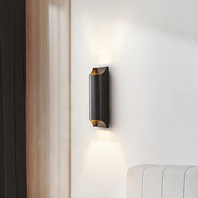  LED Wall Lamps Copper Minimalism Black Up and Down Warm White Light 5W Wall Sconces Modern Contemporary Style Living Room Bedroom Dining Room Metal Wall Light