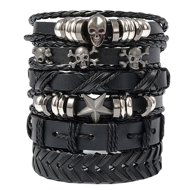  Popular Jewelry Punk Skeleton Series Leather Bracelet Handcrafted Hand Jewelry For Halloween