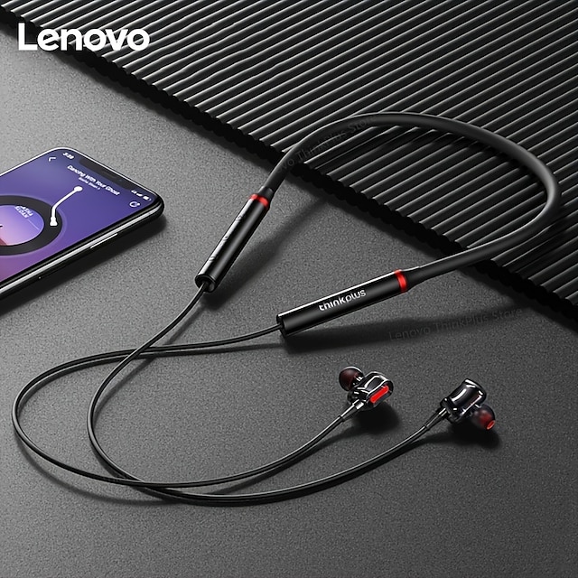  Lenovo Thinkplus HE05 Pro Wireless Waterproof Neckband Earphones, Bluetooth Magnetic Earphones IPX5 Waterproof Sport Headphones