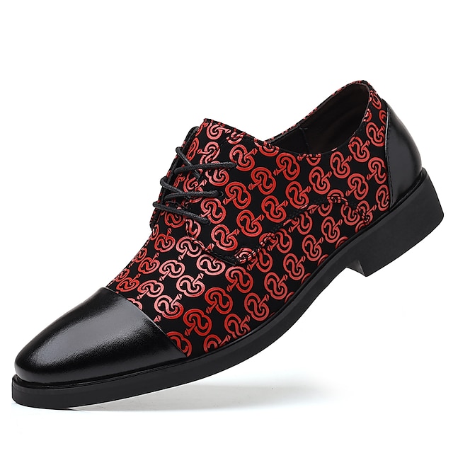  Pánské Boty Oxfordské Derby Boty Kožené boty Společenské boty Oblékání módy Chůze Obchodní Čínské vzory Bristké Vánoce Denní Kůže Syntetický Teplý Šněrování Tmavě červená Černá Modrá Jaro Podzim