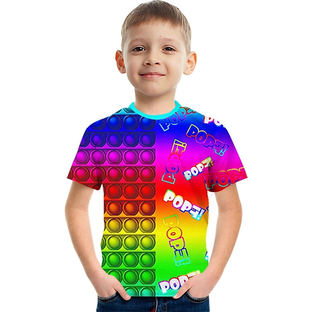  Colorful Double Spell Kids Short Sleeve T-shirt Fashion 3d Printed Colorful Shirts For Boys And Girls