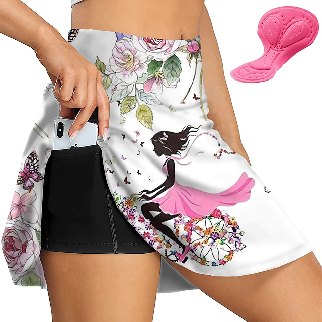 Women's Graphic Cycling Skort Skirt Bike Skirt Bottoms Race Fit Mountain Bike MTB Road Bike Cycling Sports 3D Pad Cycling Quick Dry Moisture Wicking Violet White Spandex Clothing Apparel Bike Wear4