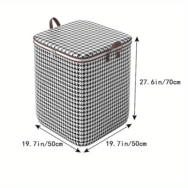 1pc Clothes Storage Bag, Houndstooth Pattern Foldable Fabric Storage ...